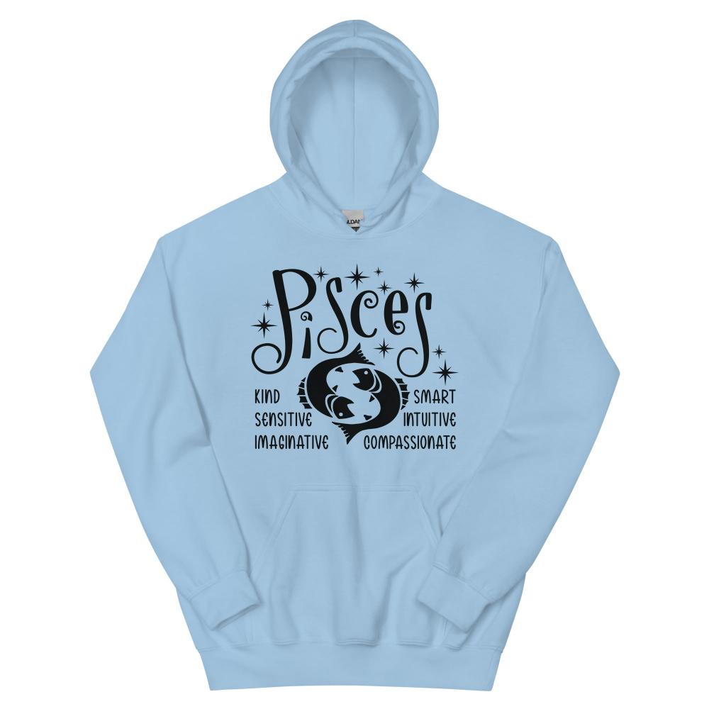 Pisces Zodiac Positive Traits Hoodie - Light Blue Color - https://ascensionemporium.net